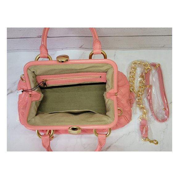 Marc Jacobs Quilted Leather Mini Stam Shoulder Bag FLAMINGO - Picture 8 of 11